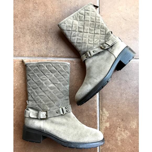 Aquatalia Quilted Suede Moto Style "Weather Proof" Boots size 9.5 - Picture 5 of 14